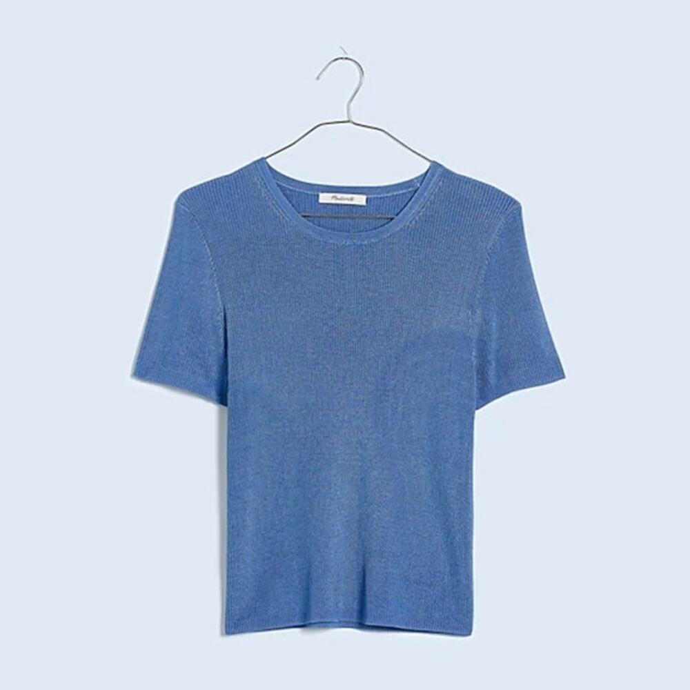 Madewell Micro Rib Stretchy Short Sleeve Sweater Tshirt US Women's S New
